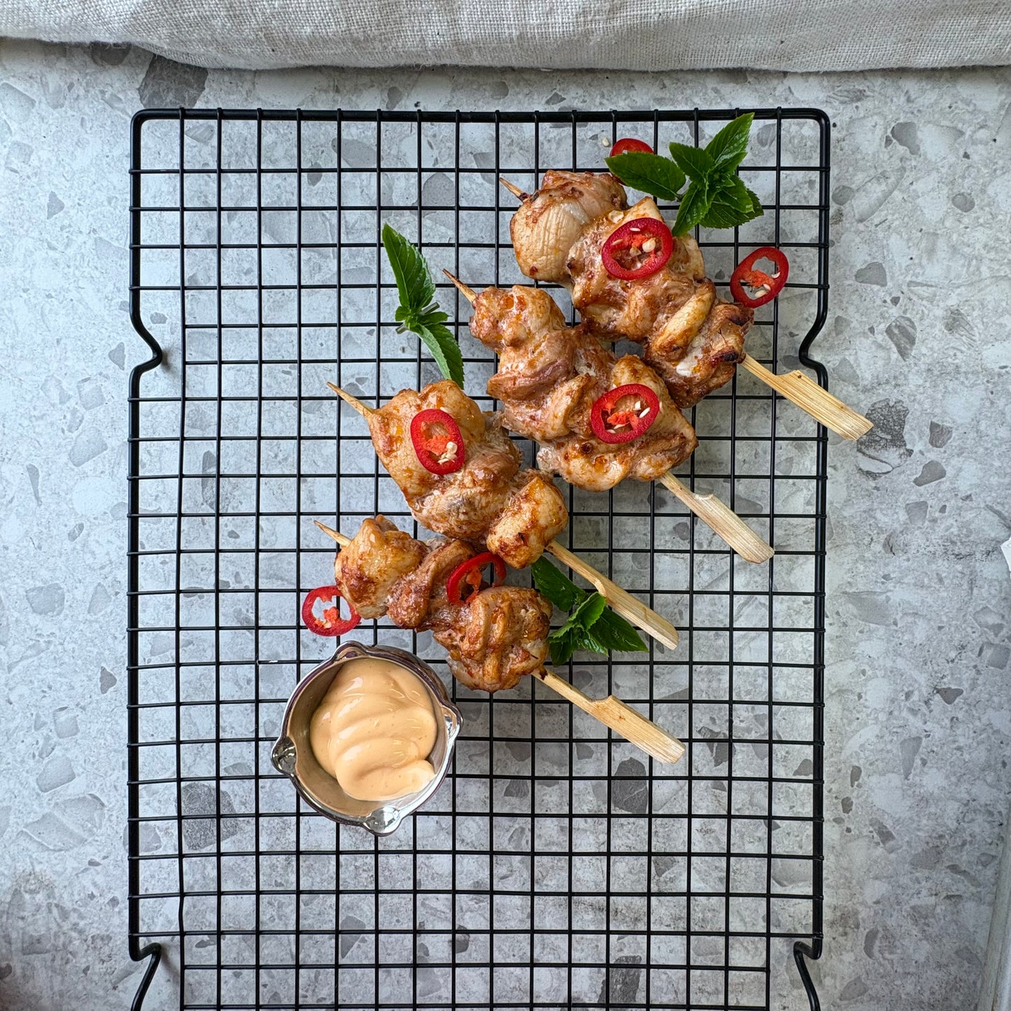 Peri peri chicken skewer