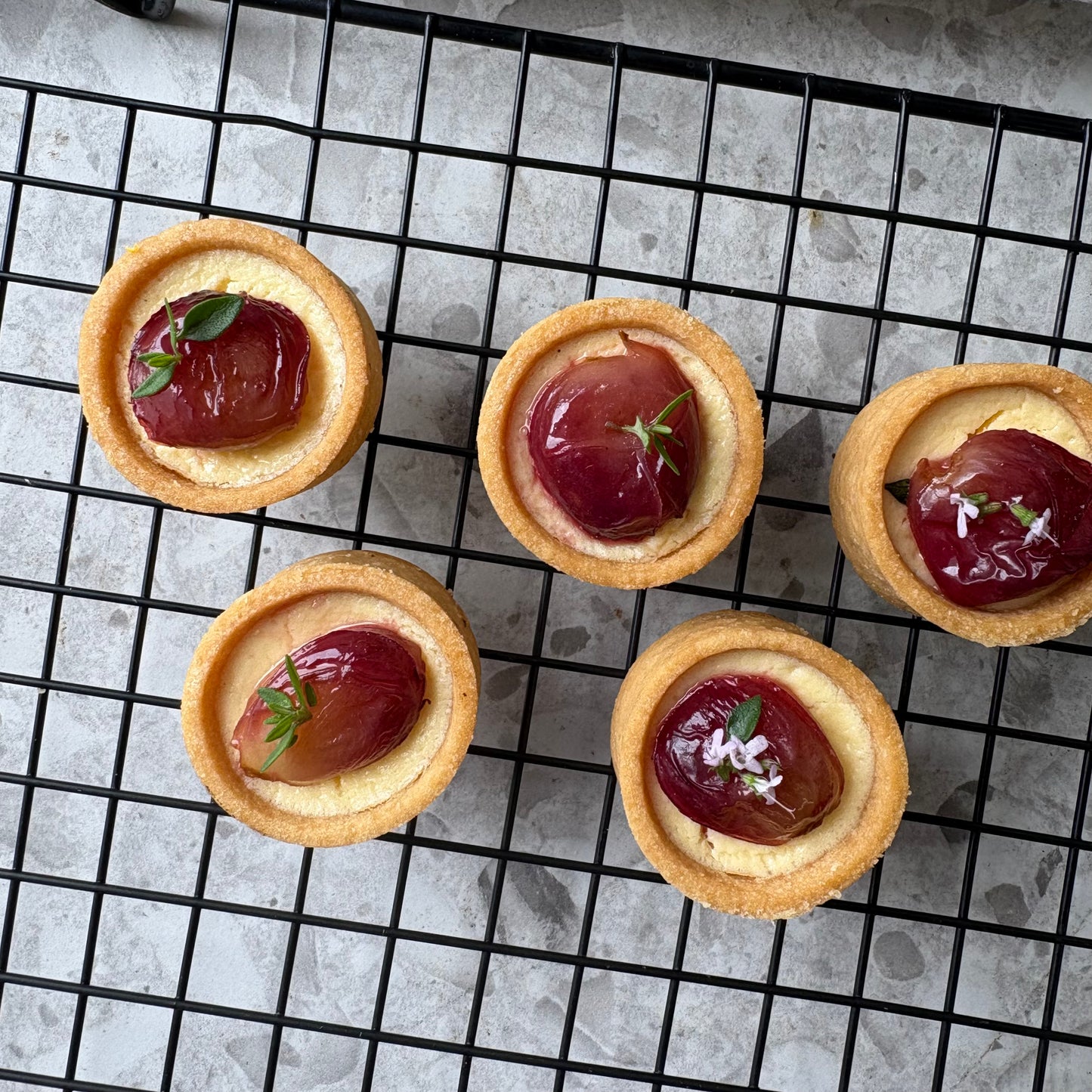 Savoury Ricotta Cheesecake with Roasted grapes