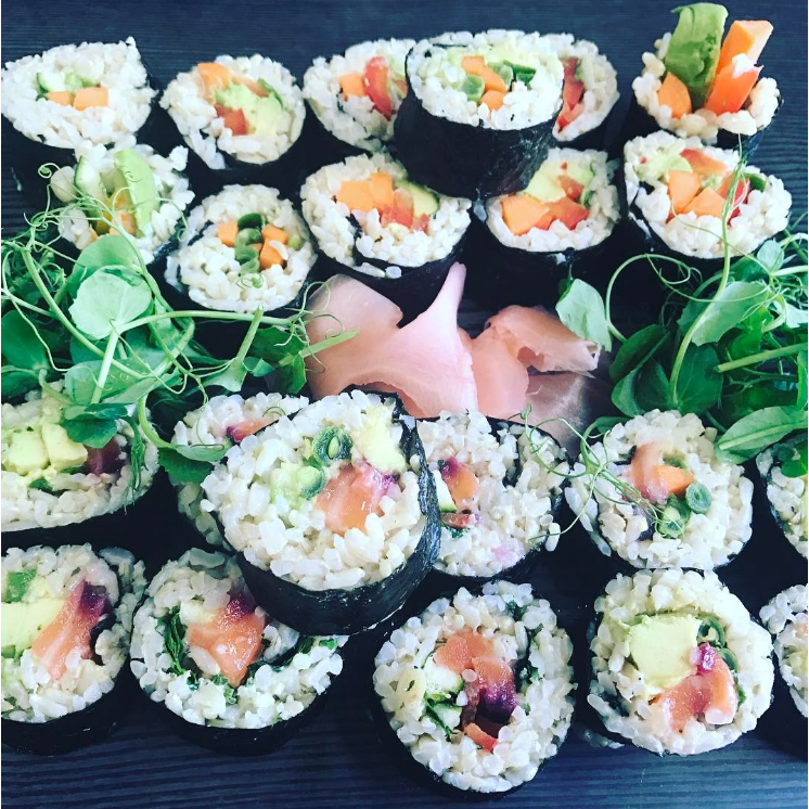 An assortment of hand rolled sushi