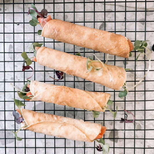 Savoury crepes with smoked salmon