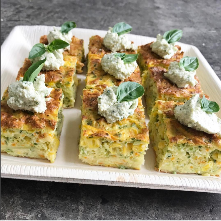 Herb slice with cashew nut cheese (GF,V)